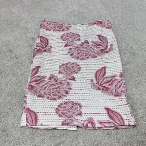 Ann Taylor Skirt Ivory Pink Floral Women’s Size 4